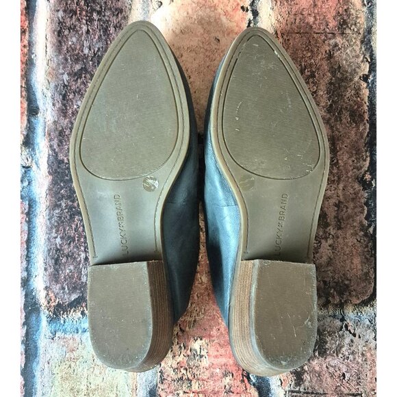 Lucky Brand Margrete Leather Mule Slide Light Gray Size 8.5 M Slip On Block Heal - Picture 8 of 10